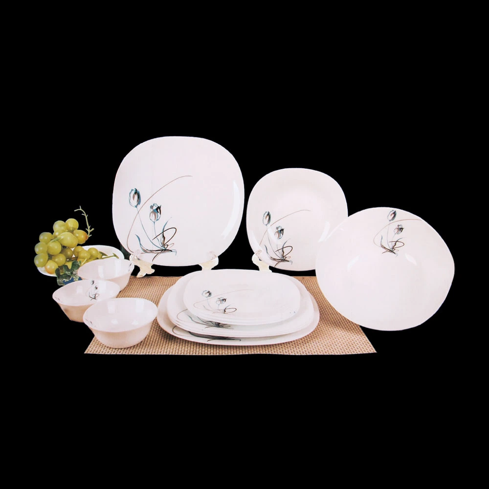 Heat Resistant Opal Glassware Newly Design Creative Square Dinnerware Set