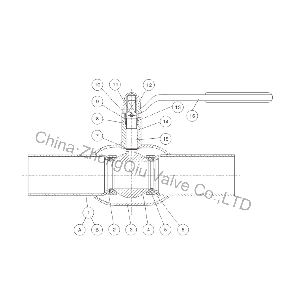 Lever Handle Floating Carbon Steel Pn 16/40, DN 10-50 Fully-Welded Steel Ball Valve