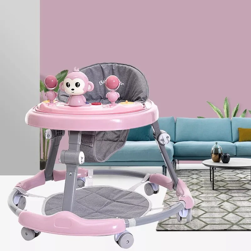 Portable plegable Baby Walker en ruedas, Cartoon Baby Walkers