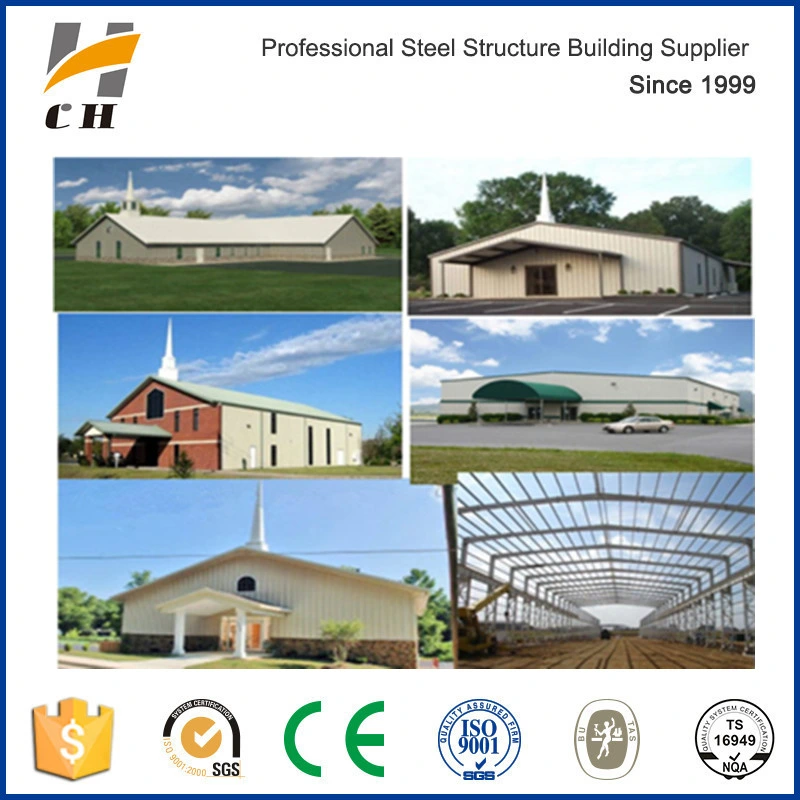 Design Prefab / Vorgefertigte Leichtmetall Stahl Struktur Rahmen Kirche