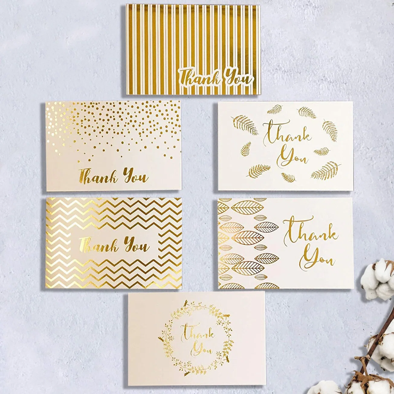 Tarjeta pequeña de agradecimiento Mini Tarjeta mensaje de bendición creativa Tarjeta de felicitación con estampado dorado con adorno de caja de regalo