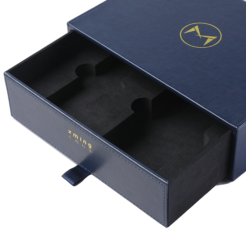 Custom Packaging Boxes Gold Foil Stamping Black Gift Paper Drawer with Custom Logo