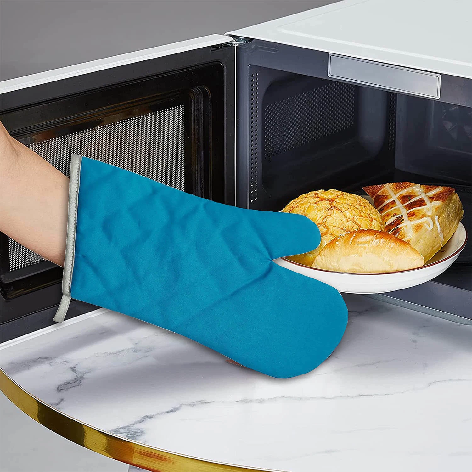 Oven Mitts 100% Cotton Heat Resistant 500 F Degree Gloves Men Women Cooking Baking Barbecue BBQ Microwave Crafting