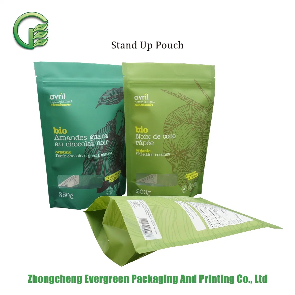 1kg Chia Seeds Packaging Bag Customized Printing Zipper Closure Plastic Packing Doypack Pouches Stand up Bag