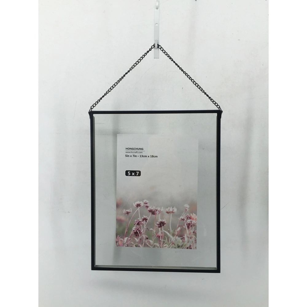 8X10 Glass Size Double Side Hanging Metal Blk Picture Frame 5X7