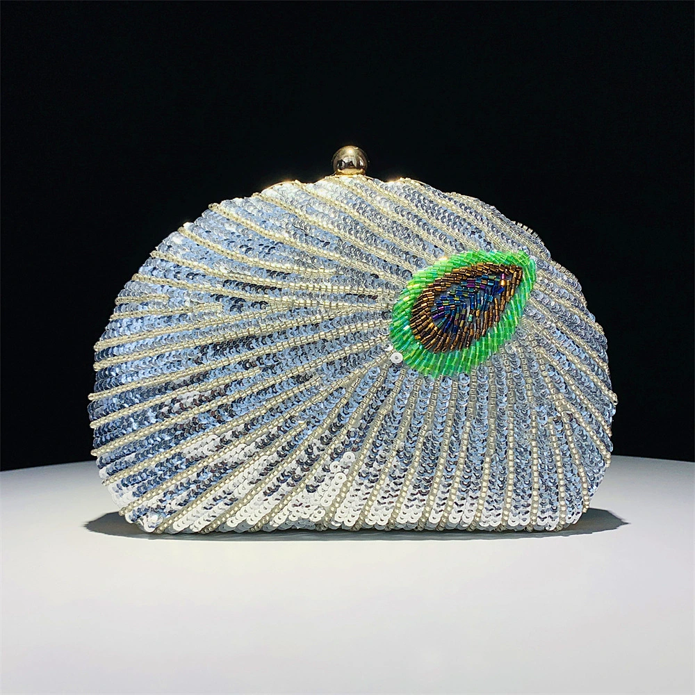 Party Colored Hand-Stitched Sequin Half Round Evening Bag