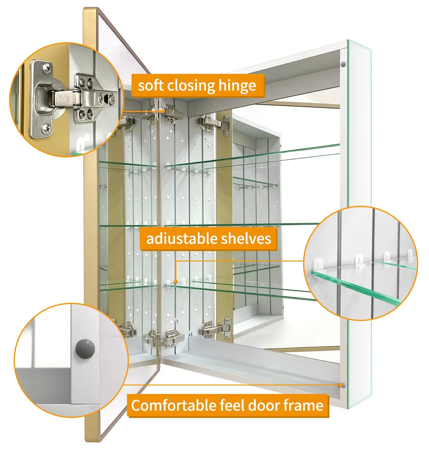 Lagerung Hängeschrank mit Einzeltür für WC Küche Aussparung Oder Oberflächenmontage Spiegelschrank für Badezimmer
