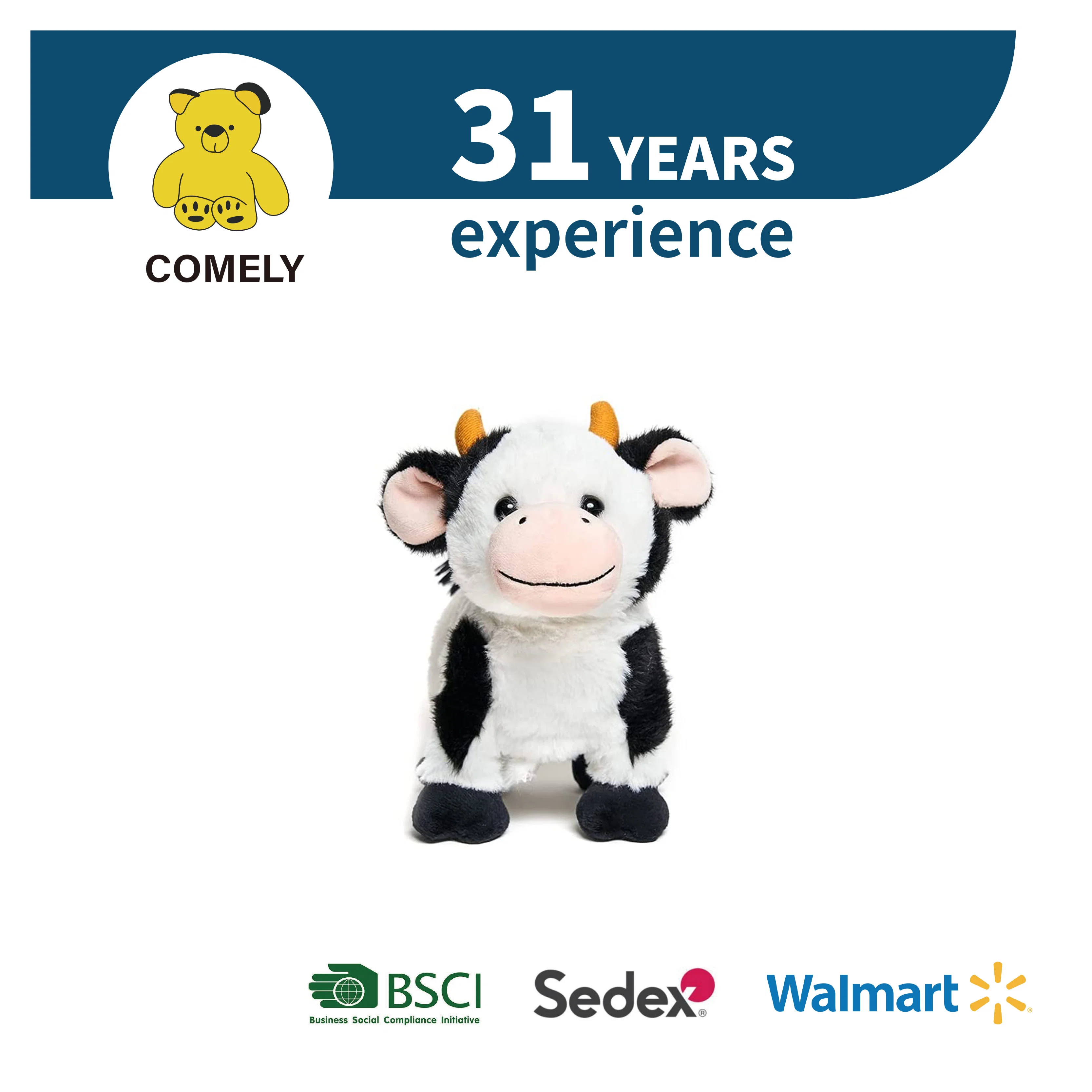 Lindo Diseño personalizado de los animales de peluche vaca animales de peluche mascota de Juguete Blando juguete infantil BSCI Sedex ISO9001