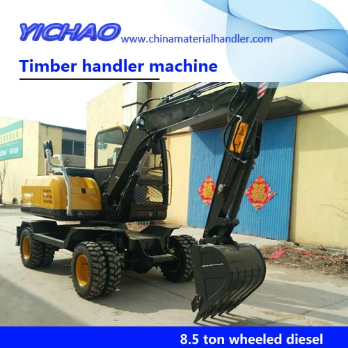 China Small 8500kg/8.5 Ton Wheeled Grapple Crane with Log Grapple/ Hydraulic Log Grab Crane / Excavator Grab Scrap Grapple Crane