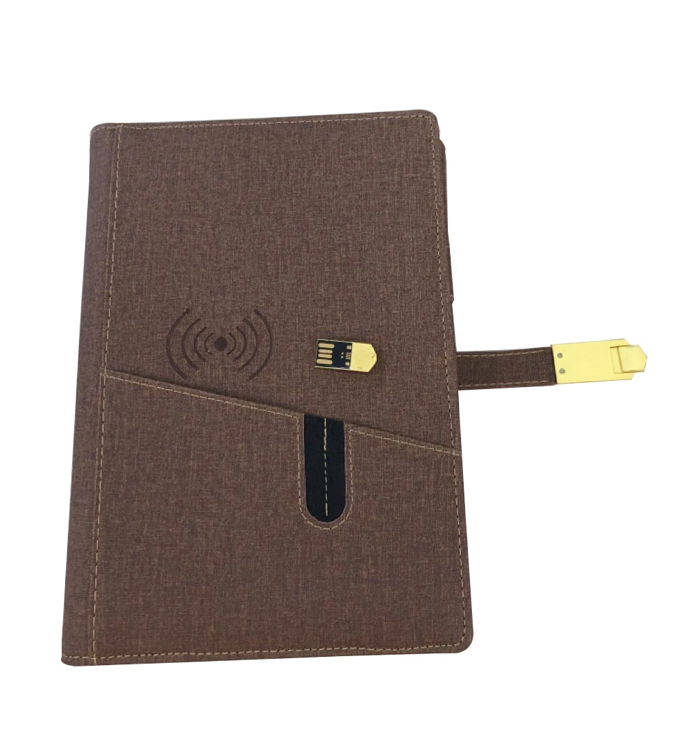 Grey PU Leather Notebook with Magnetic U Disk Buckle Business Daily Journal for Business Supply