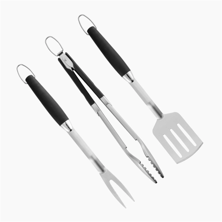 Custom Logo Grill Set Heavy Duty BBQ Accessories Spatula, Fork BBQ Tongs Stainless Steel Grill Tools