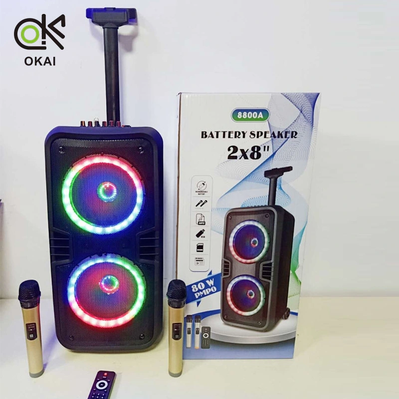 200W Double 8inch Powerful Party Box PA Amplifier Audio Loud Speaker Bluetooth DJ Multimedia Speaker