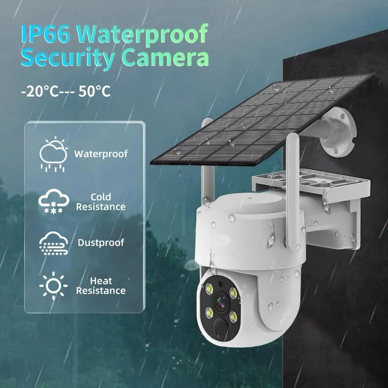 Wireless CCTV IP Camera Dome PTZ Battery Powered Home Security WiFi Solar Cameras with Color Night Vision