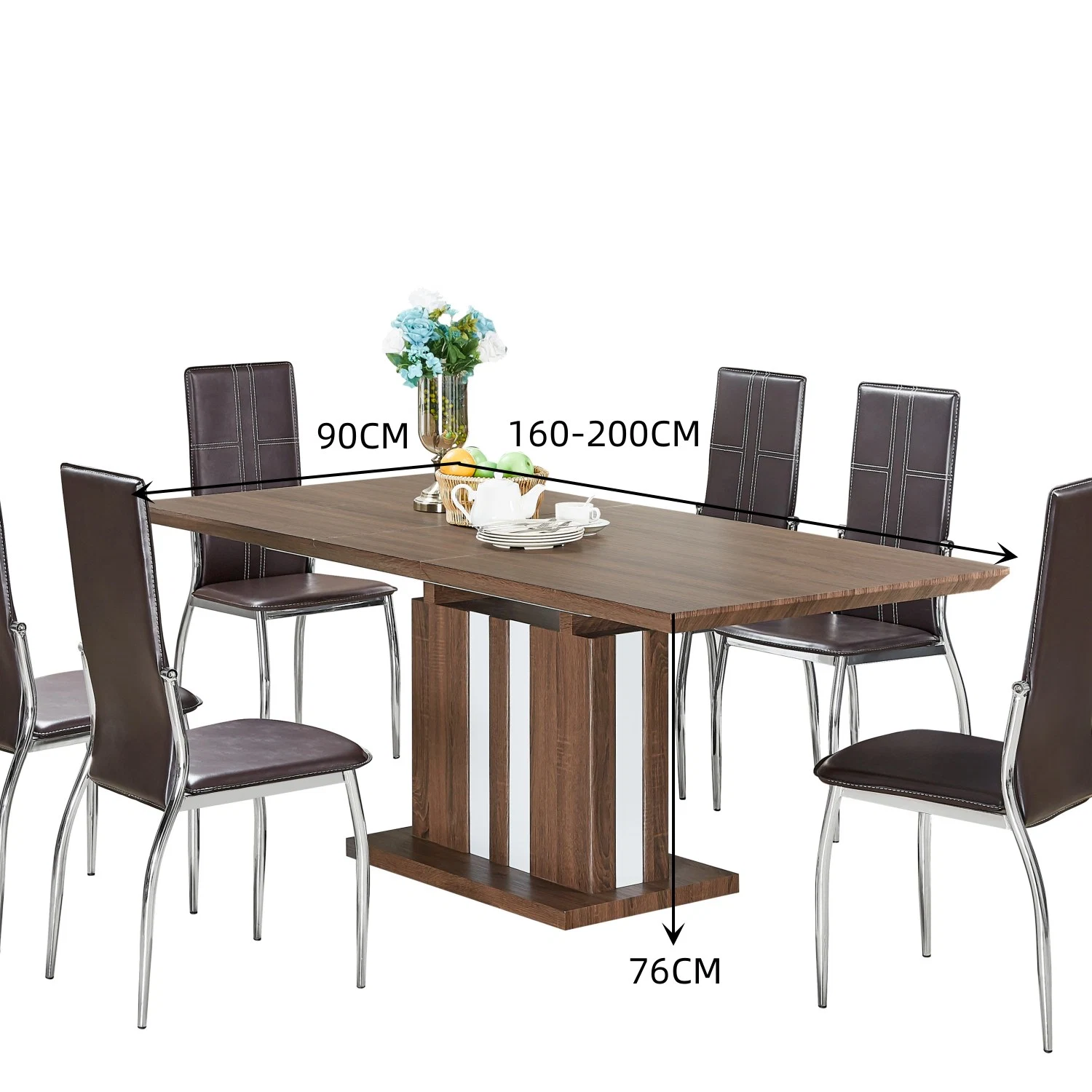 New Brown White MDF 3D Paper Dining Table Set for Dining Set