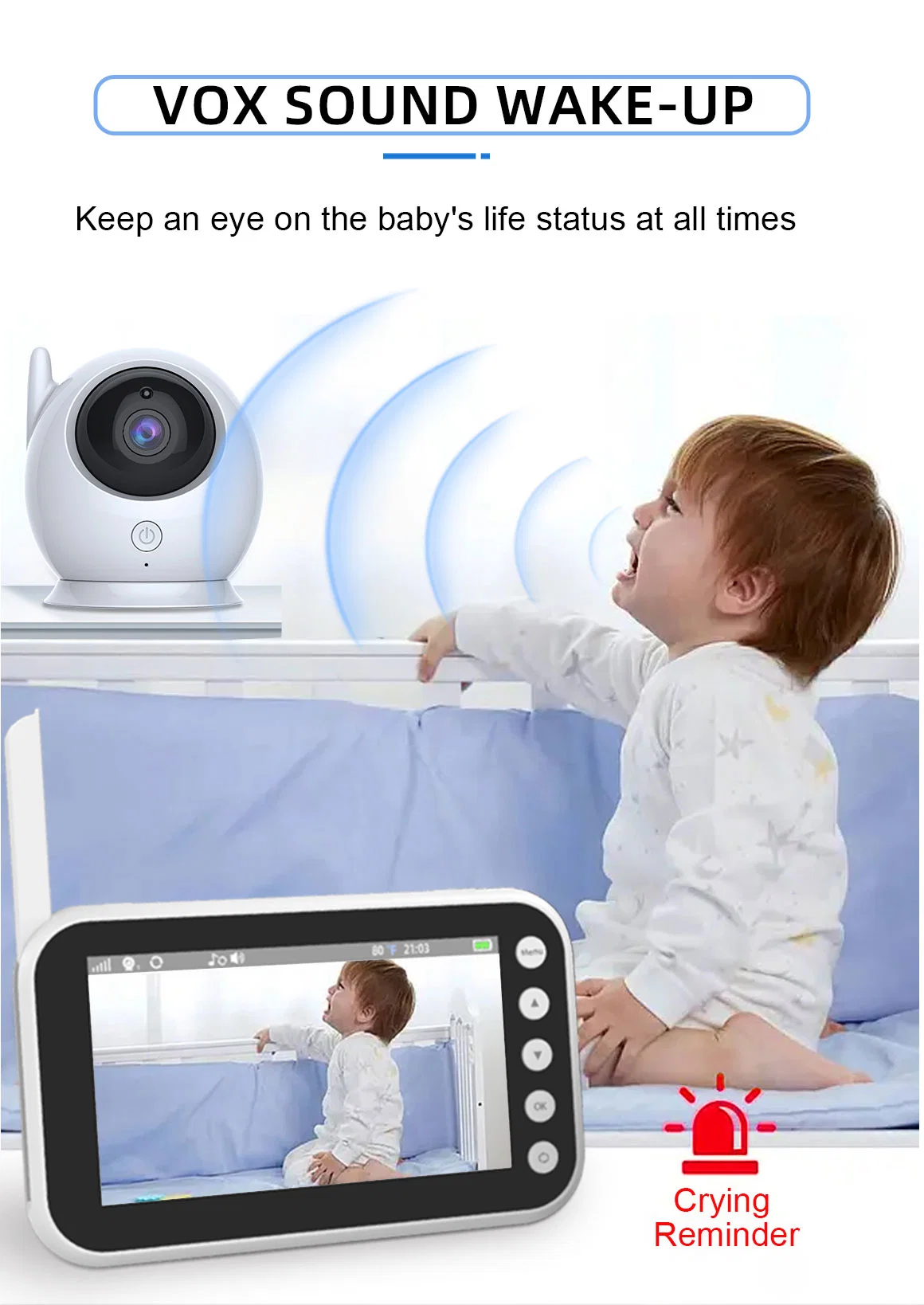 Hot Products 4,3inch Babyphone mit 2,4GHz Wireless Weitwinkel Objektiv Zwei-Wege Talkback Nachtsichtkamera Für Babys