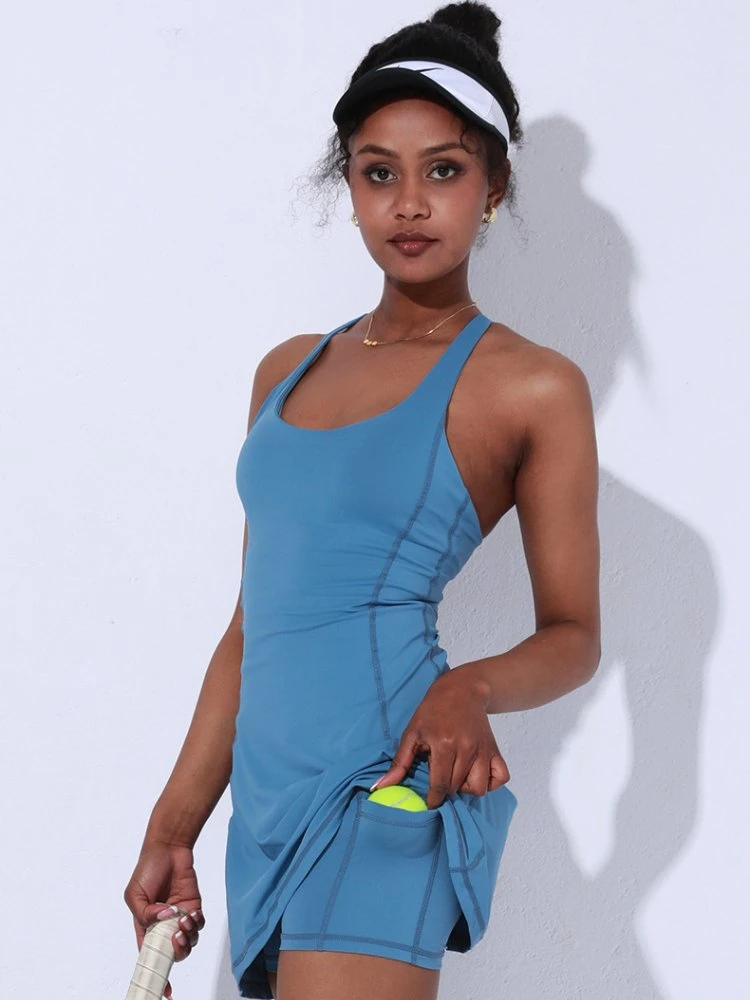 Vêtements de yoga jupe de tennis robe de tennis à séchage rapide Culttes de sport Costume poche short Badminton Suspender Jupe Sport Wear