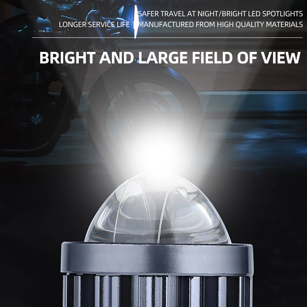 Mini Spotlight LED Dual Color Hi/Lo Beam Motorcycle Headlight Bulbs