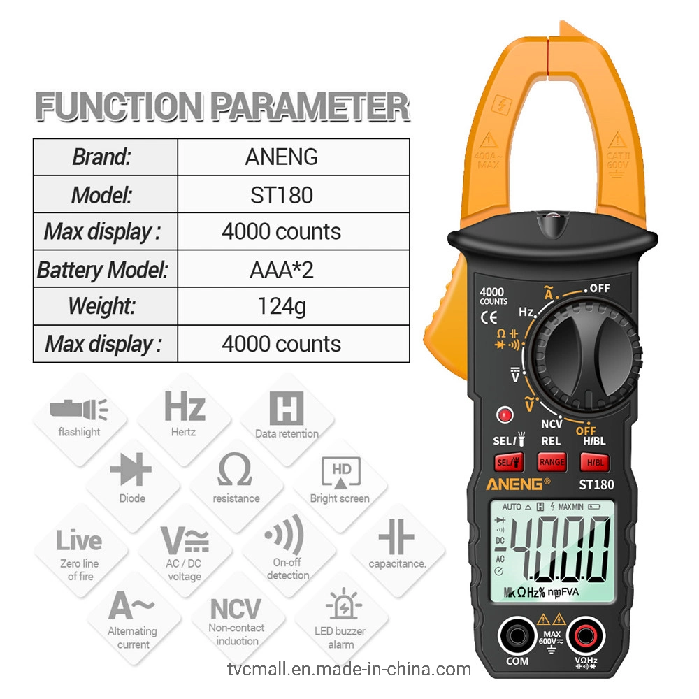 Aneng 4000 Medidor Digital de recuentos de multímetro de corriente AC