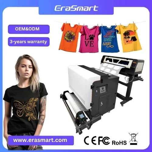 Preço por grosso fábrica tecido têxtil rolo de vestuário 60cm XP600 DTF T-shirt personalizada para impressoras de película de PET Heat Transfer Press Inkjet T T-shirt máquina de impressão
