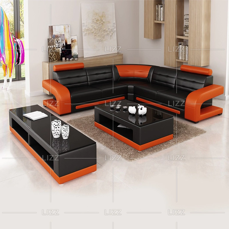 Modern Hotel Office Commercial Furniture L Shape Corner Sofa with Coffee Table and TV Stand