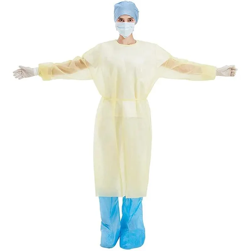 SJ Chemotherapy Gowns Disposable Yellow Color Waterproof Medical Surgical EN14126 Isolation Clothing