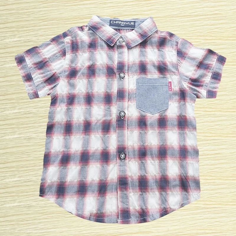 New Summer Casual Printed Short Sleeve Custom Plaid Shirts for Kids