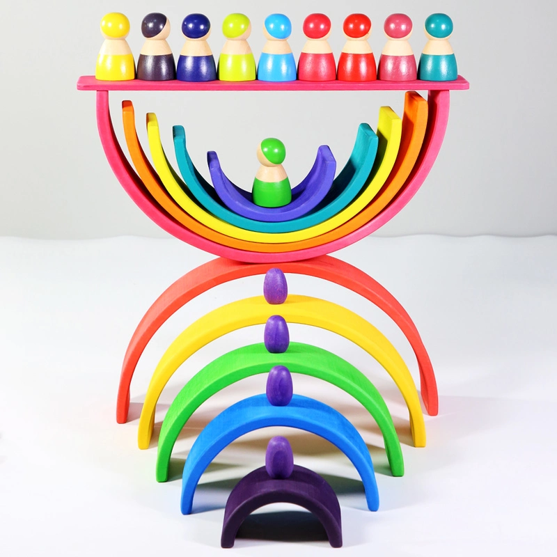 Rainbow de madera Educational Building Blocks Toy for Kids