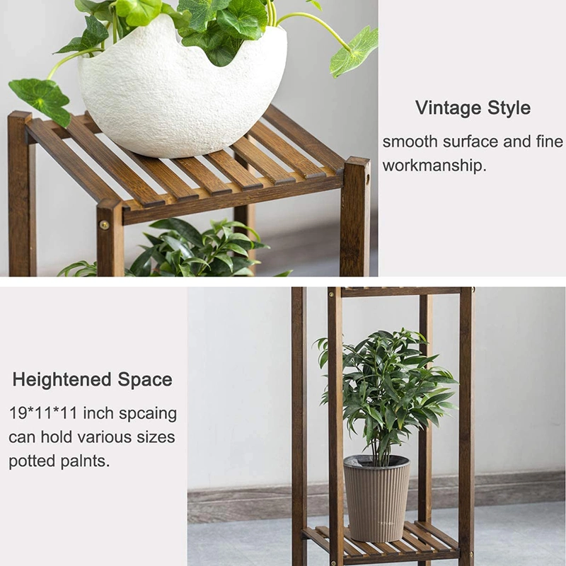 Suporte para plantas de 2 níveis, prateleira com suporte para vários suportes para flores Unidade de prateleiras para exposição de plantadores para interior para pátio de jardim