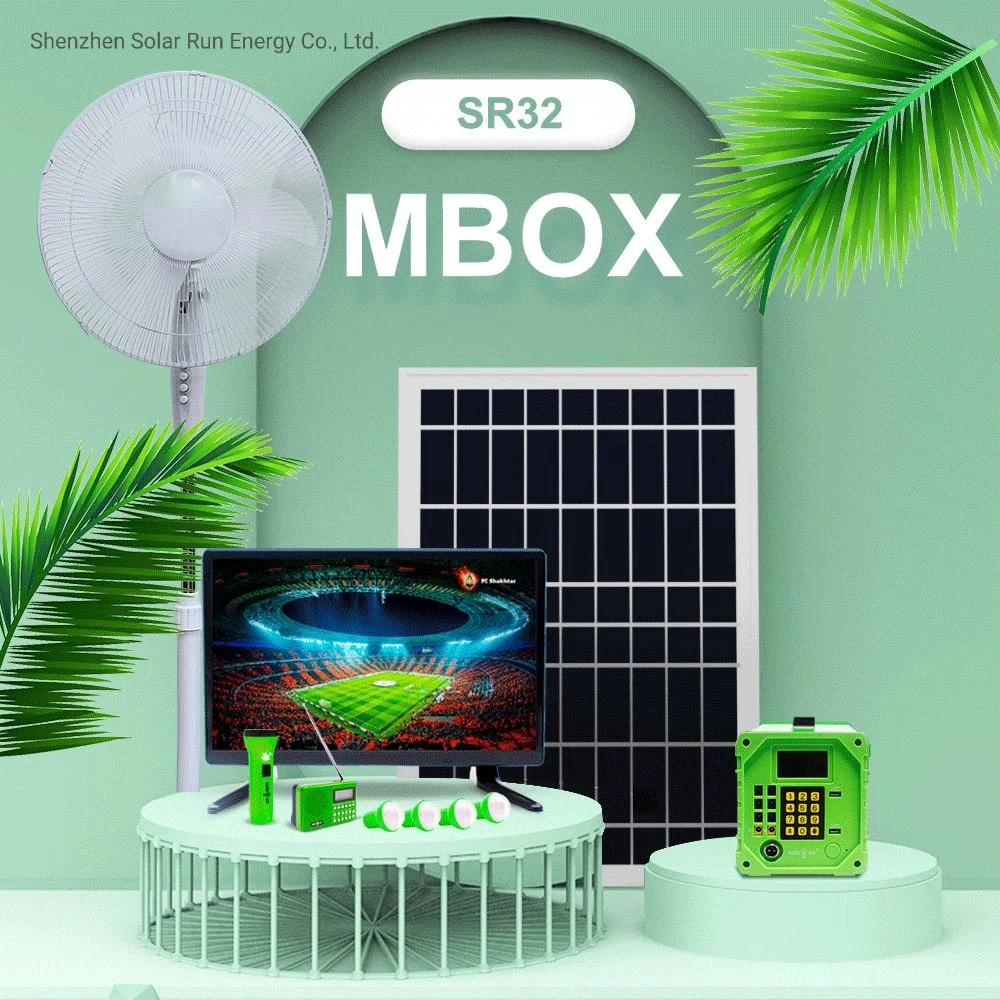 Sistema de TV solar Power Energy Light Kit Plus &amp; Iluminação e ventoinha, computador e rádio e lanterna