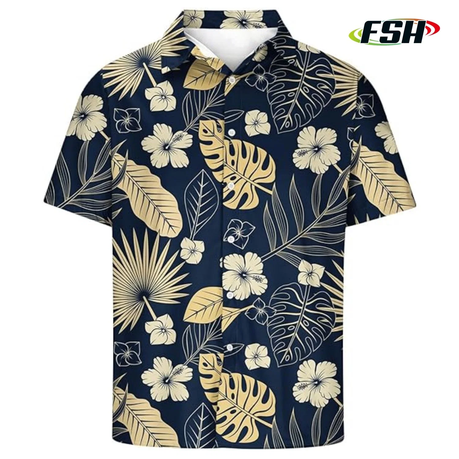 Polo de camisa de impressão total sublimada e de design novo da Hawaiian Floral Barato