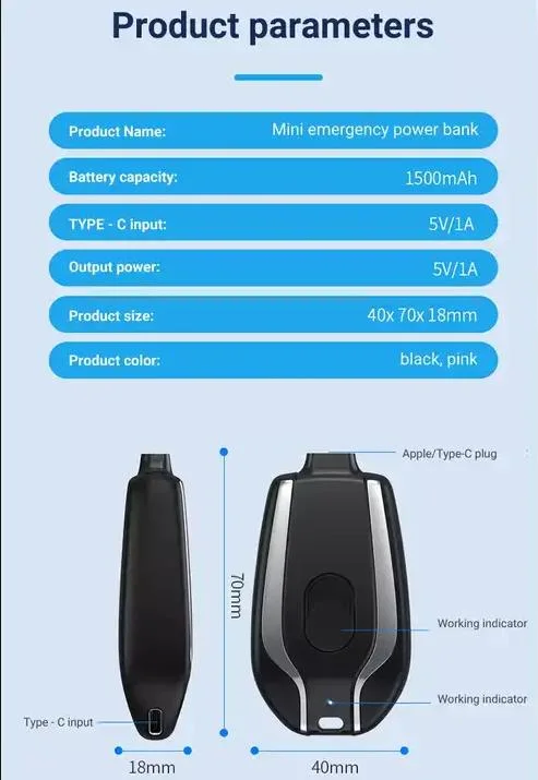 Cómodo y portátil 1500mAh cargador de móvil de emergencia inalámbrico de espera de la fuente de alimentación