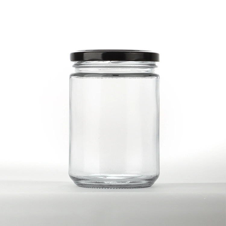 Factory Produced Wide Mouth Round Glass Honey Jar with Screw Metal Lid