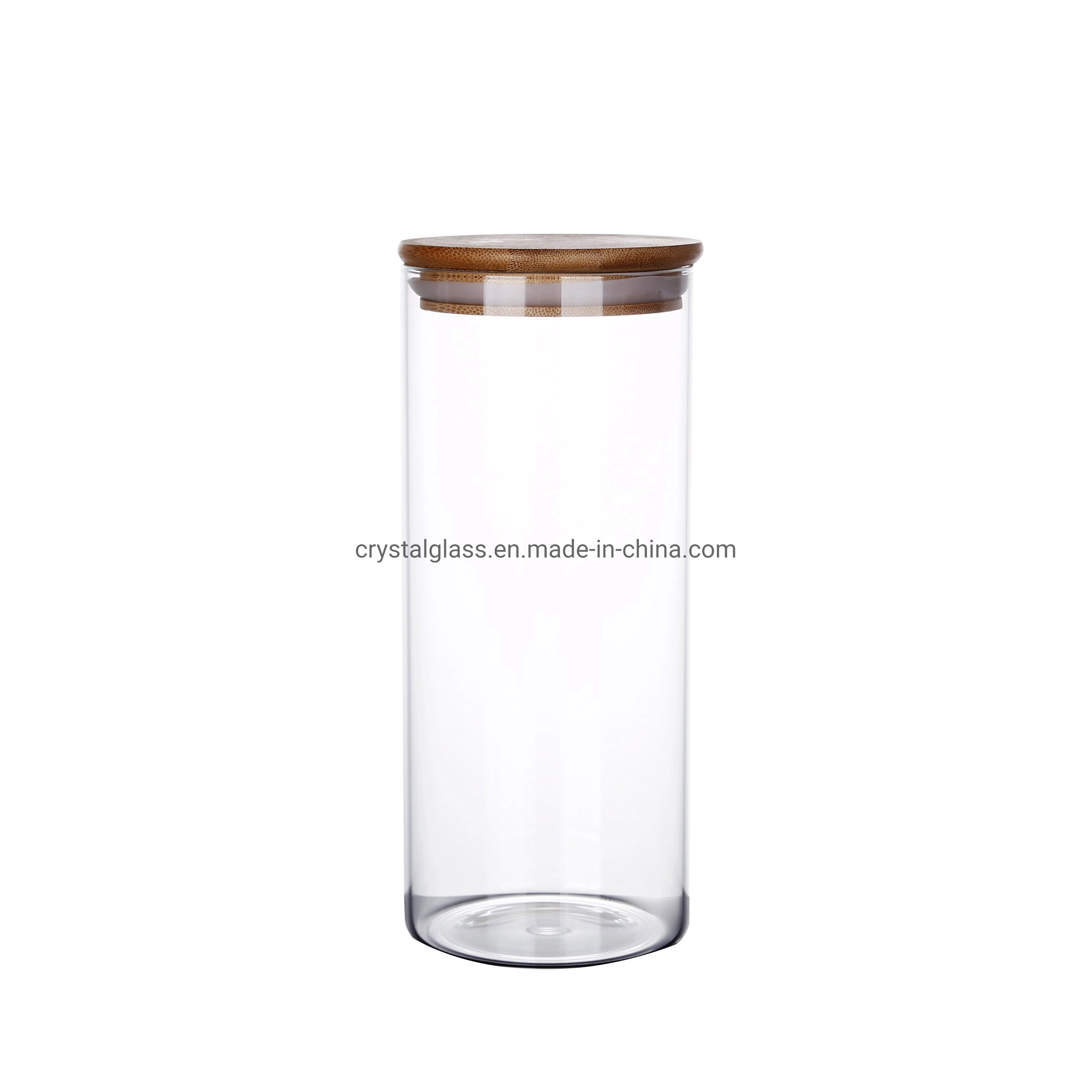 Wide Mouth Tea /Nut /Snacks/Grains High Borosilicate Glass Storage Jar with Bamboo Caps