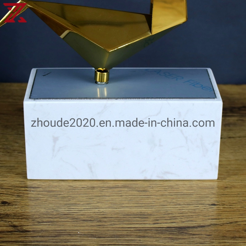 European Style Gold Bird Shape Figurine Natural Marble Base Luxury Modern Metal Pieces Home Decoration for Office