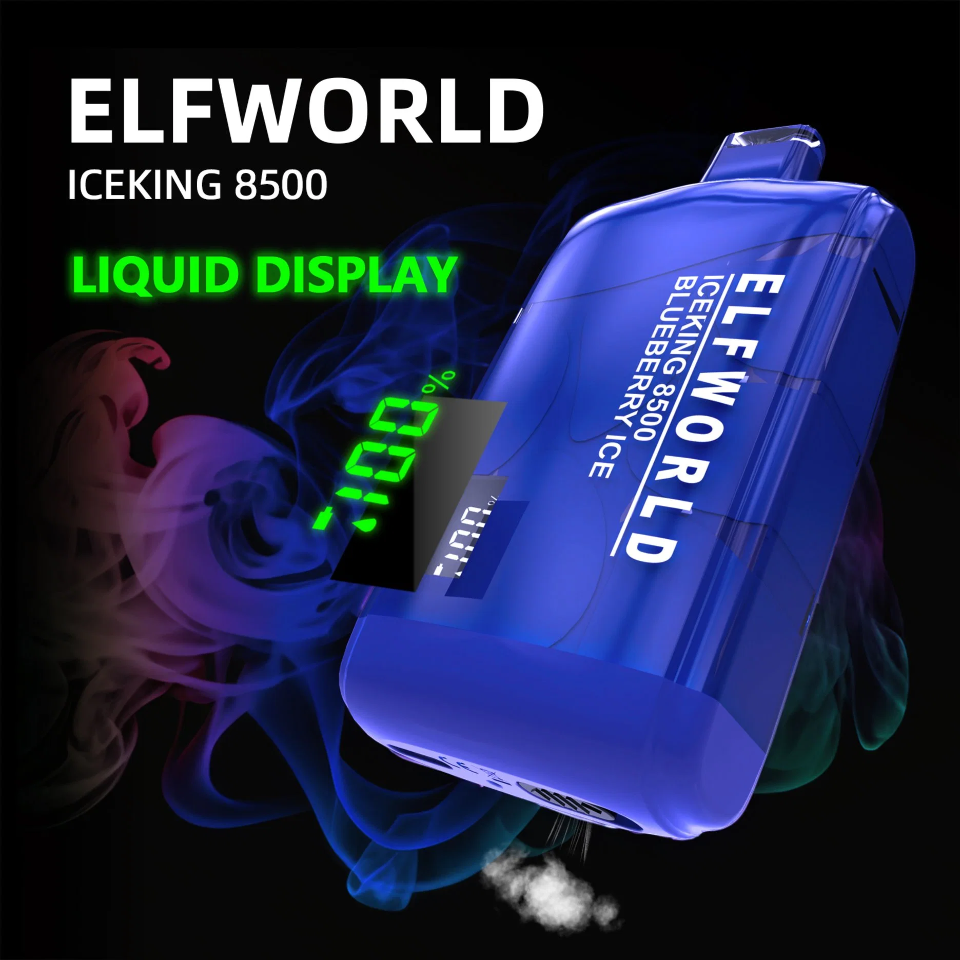 Elfworld Iceking 8500 OLED Display Smart Multiple Flavors Lost Vape قلم vape vaporizer للقص بقالب بقلم "غيمة كبيرة" لقلم "بلورة" بقالب قابل للاستخدام مرة واحدة مصنع 9000 بوف E السجائر