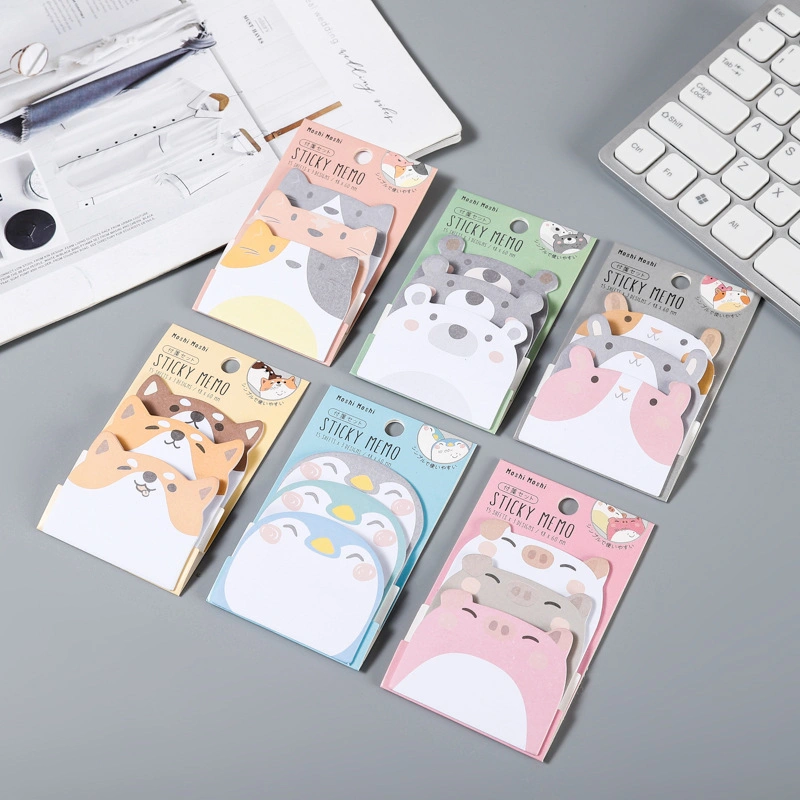 Dibujos animados creativos y Cute Notas adhesivas de animales con diferentes formas Notepad Oficina de la Escuela de escritorio