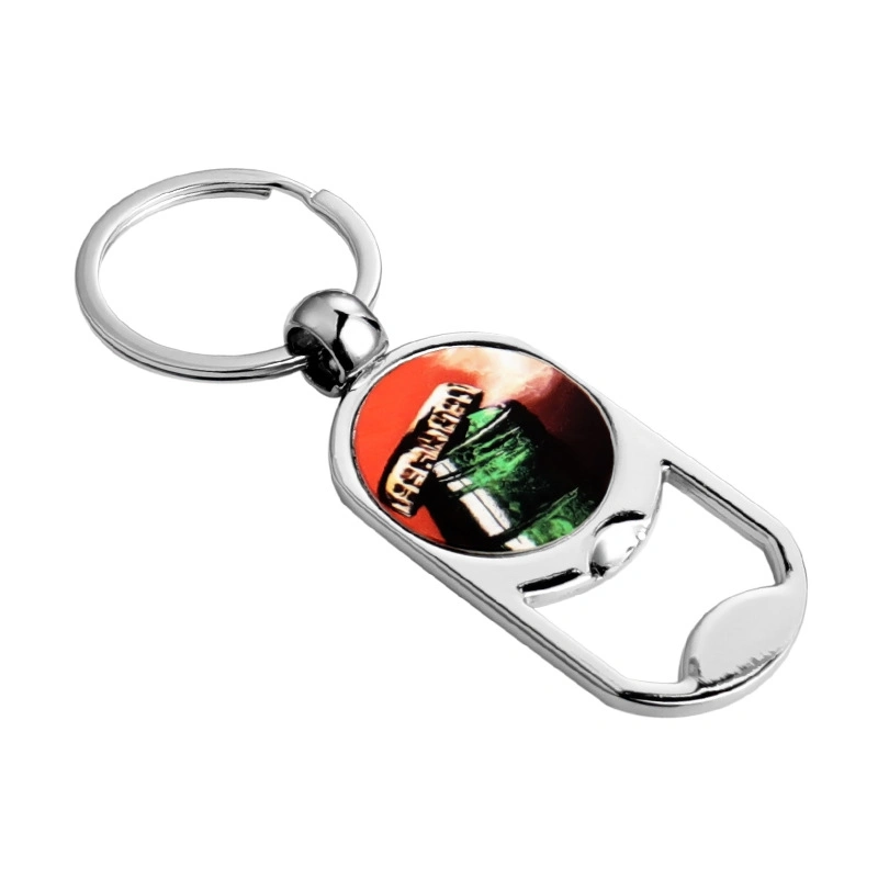 Heat Transfer Blank Printing Metal Bottle Opener with Round Concave Key Chain DIY Customization