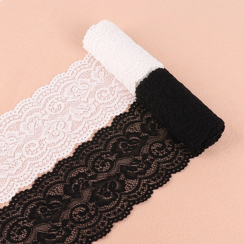 Supe Wide White Black Pierced Lace Fabric Trim Ribbons DIY Sewing Garment Wedding