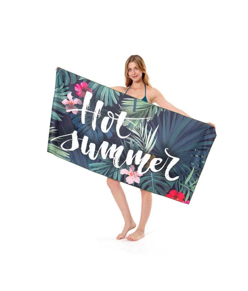 Custom Logo RPET Quick Dry Sand Free Microfibre Beach Towel with Sublimation Printing