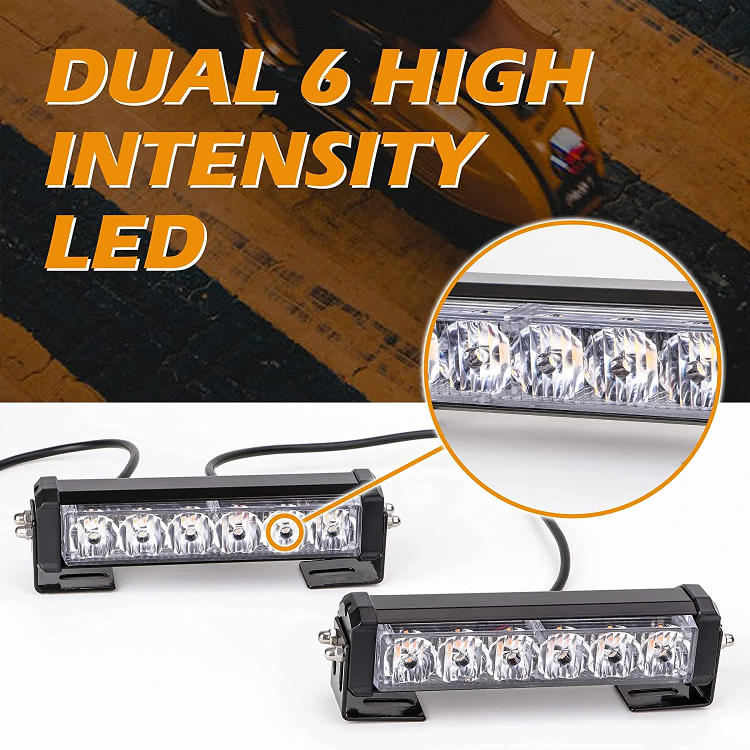 12 LED Automotive Front Grille Luz de advertencia de destello estroboscópico de LED Lámpara de funcionamiento de barra de día 12-24V ámbar y blanco Color para Coche y camión