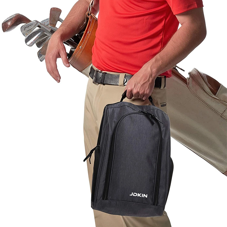 Golf Shoe Bag - Zippered Shoe Carrier Bag with Ventilation & Outside Pocket for Socks, Tees, etc.