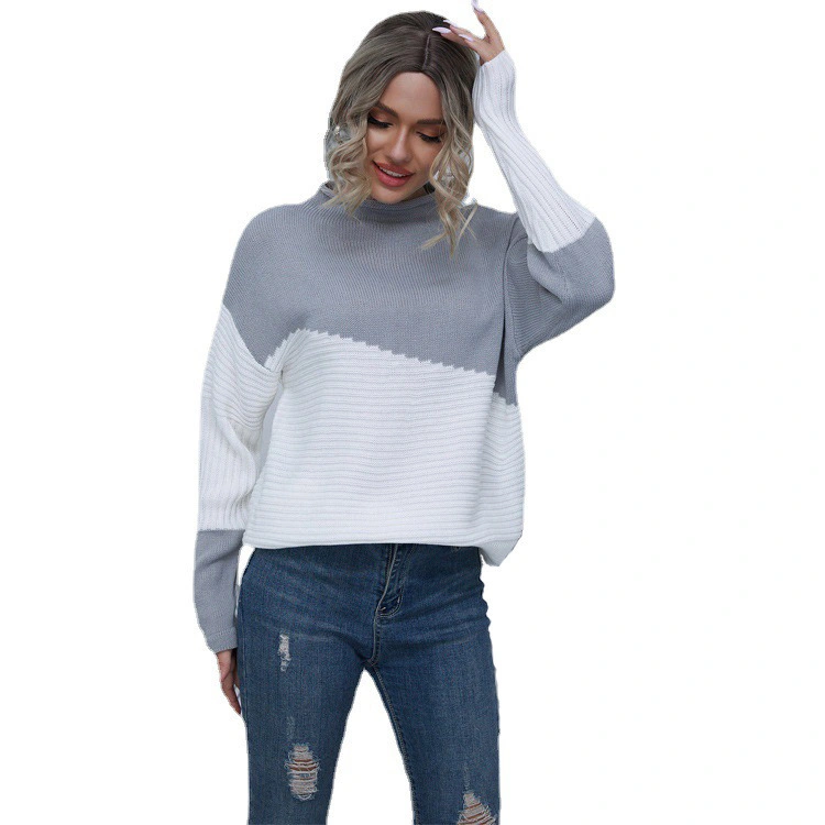 Fall European and American Style Casual Solid Color Thin V Neck Pullover Knit Top Sweater for Women