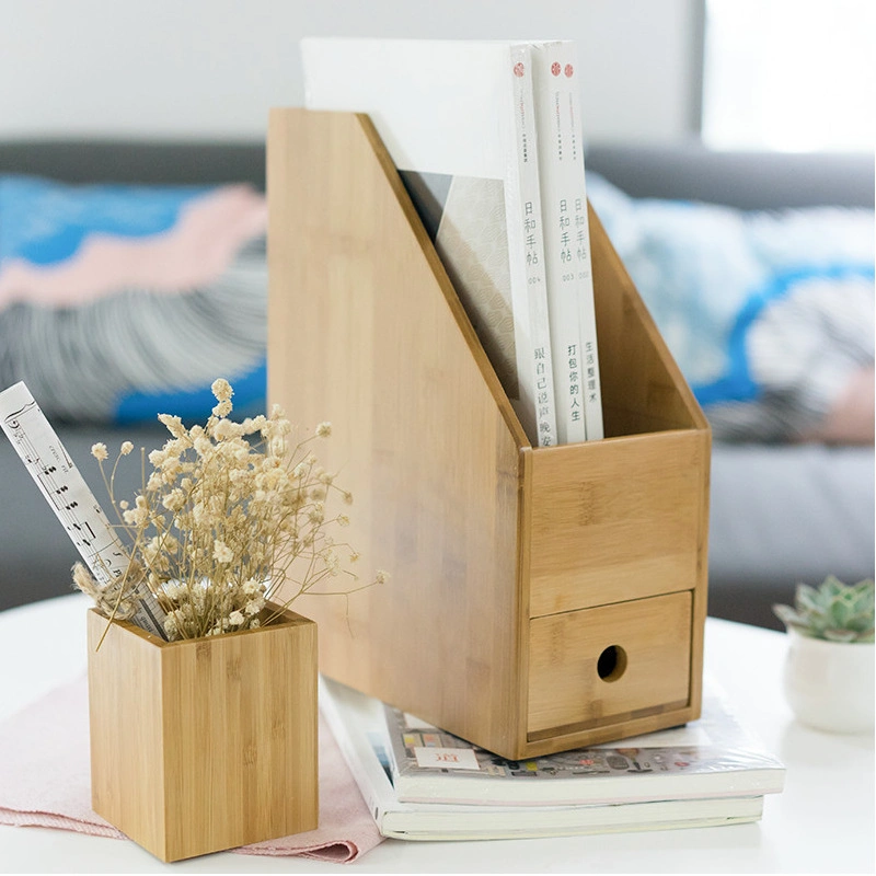 Bamboo Magazinhalter, Vertikale Aktenordner Schreibtisch Organizer für Zuhause und Büro