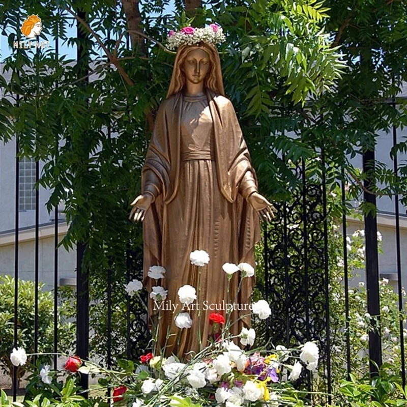 Modern Garden Church Decoration Church Figure Sculpture Hand-Carved Life Size Bronze Virgin Mary Statues Metal Craft