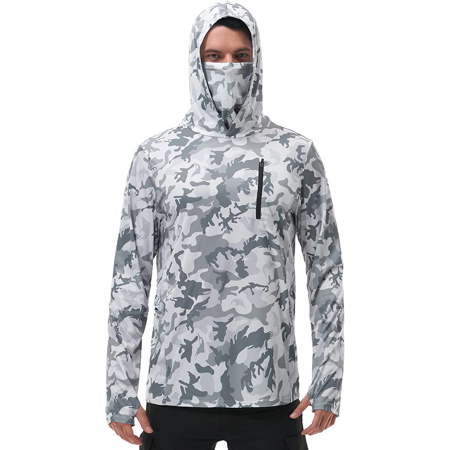 Entraînement sport en mesh polyester à manches longues et protection solaire au design personnalisé Ensemble randonnée pêche à capuche