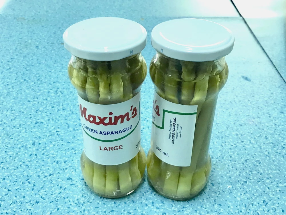 Konserven Grüner Spargel in Glasflasche