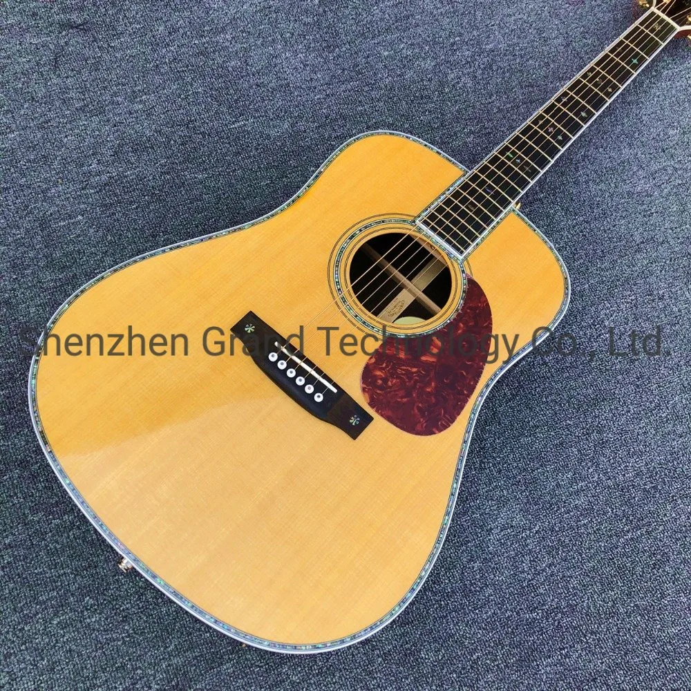 Solid Spruce Top Ebony Fingerboard 41 Inches All Real Abalone D Style Acoustic Guitar