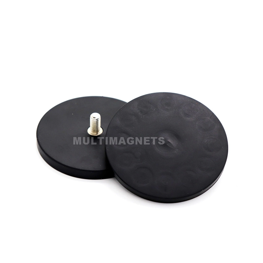 Free Sample D66mm Rubber Coated Pot Magnet with External Thread