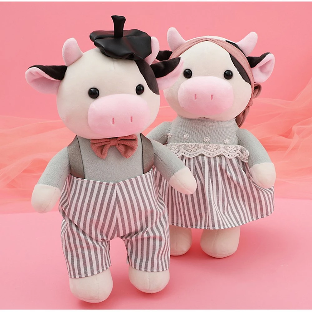 2021 Year Mascot New Design Custom Plush Cow Toy Well Dressed