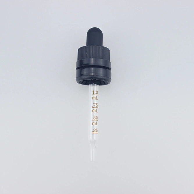 Factory Direct Supply 18 Teeth Anti-Theft Pressure-Spin Rubber Head Dropper Cap with Essential Oil Bottle Glass Dropper Cap